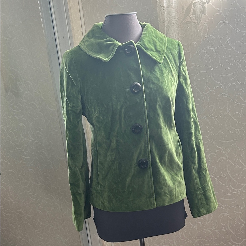 Women's vintage Green Velvet Button-Front Jacket size Sm